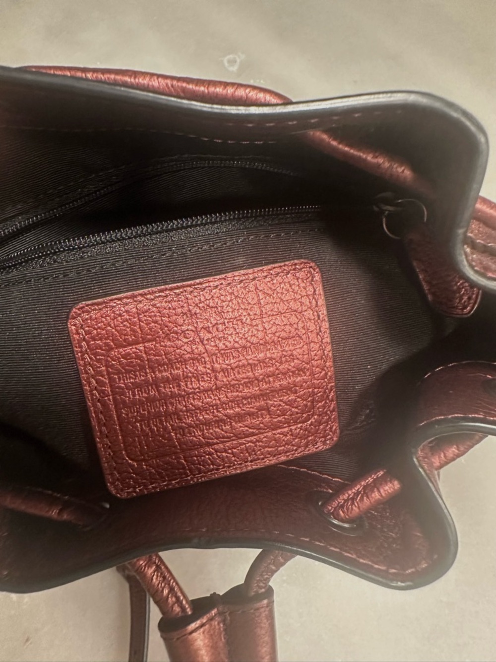 Coach Metallic Red Small Leather Drawstring Bucket Shoulder Crossbody Bag - Picture 11 of 15
